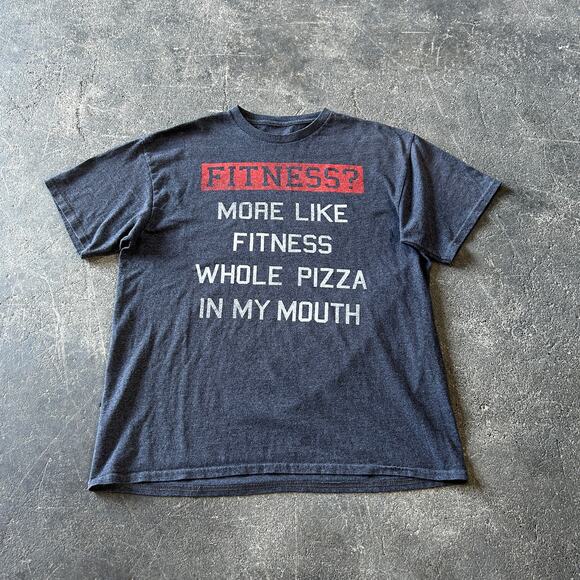 Unbranded Other - Fitness Funny Statement T Shirt Size M Gray Short Sleeve Pizza Workout Eating